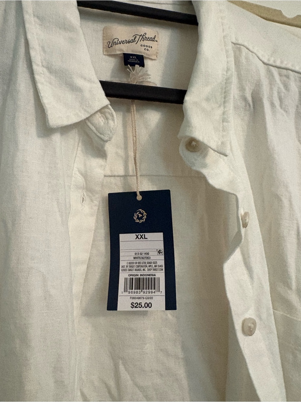 Universal Thread Off-White Linen Button Front Shirt - Picture 2 of 3